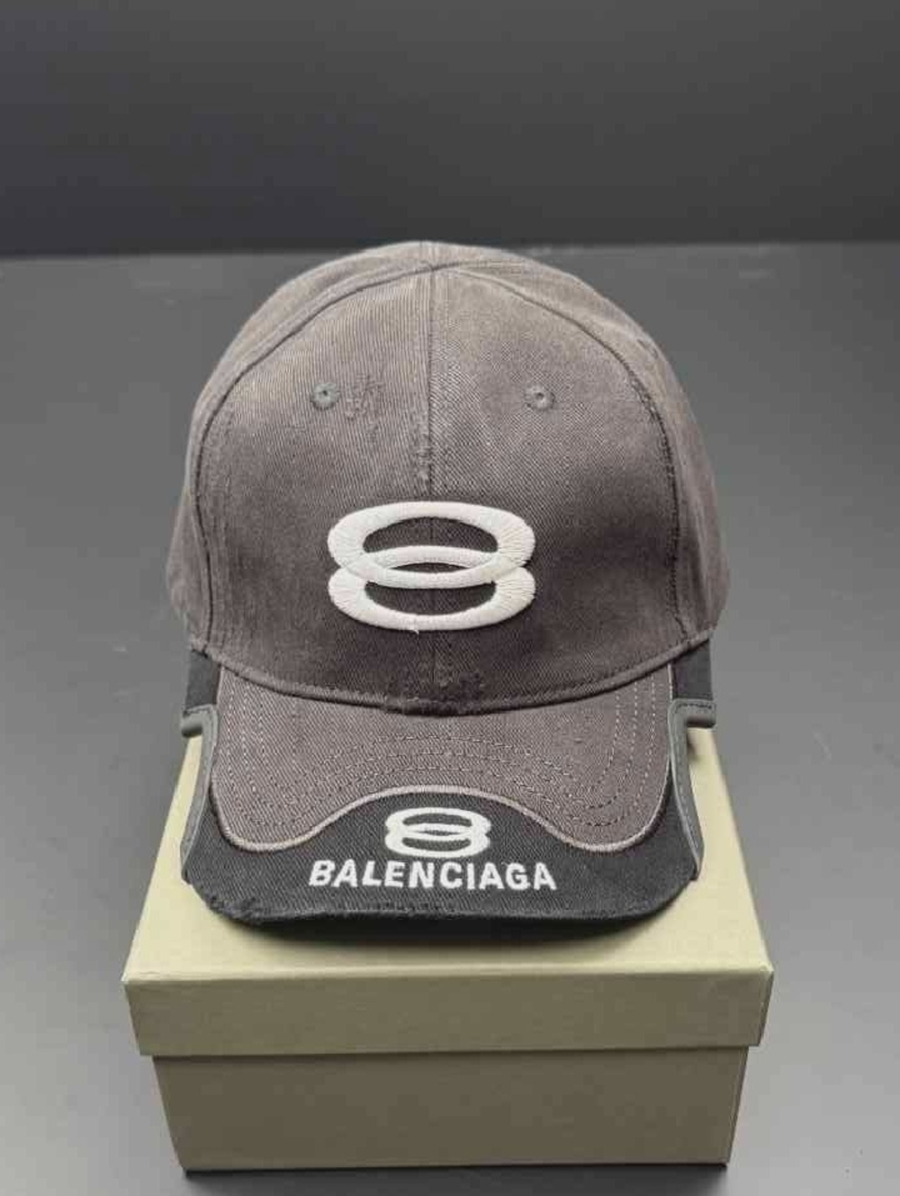 Balenciaga Brown Distressed Logo Baseball Cap - Picture 2 of 8